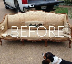 hide your couch s wear and tear with these 9 ingenious ideas, Before Dumpster Derelict