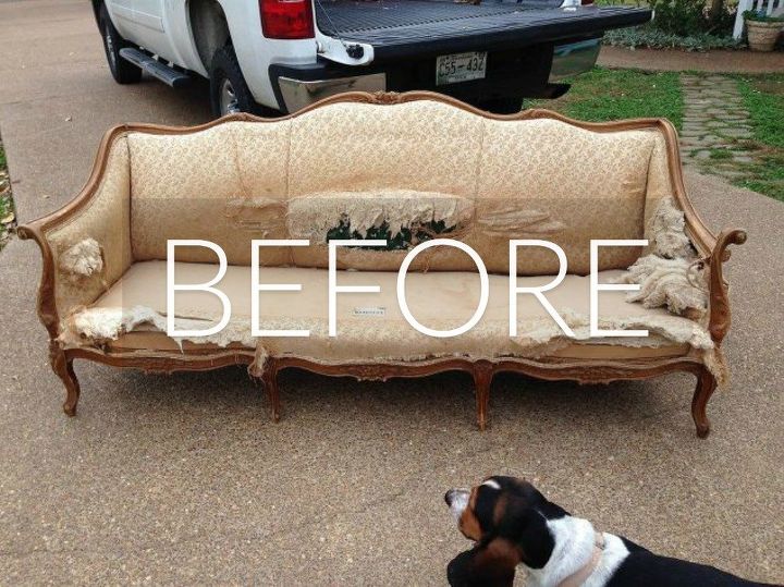 hide your couch s wear and tear with these 9 ingenious ideas, Before Dumpster Derelict