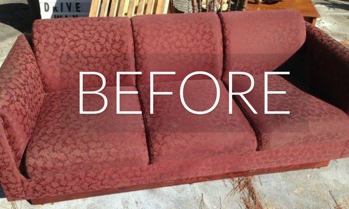hide your couch s wear and tear with these 9 ingenious ideas, Before Stained and sad