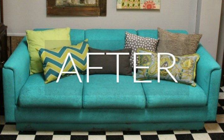 hide your couch s wear and tear with these 9 ingenious ideas, After A new painted bluebeauty
