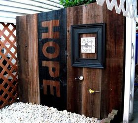 how to get backyard privacy without a fence, Stain and paint some plank boards
