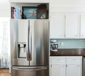 how to fake gorgeous built in furniture 12 ideas, Build a fridge enclosure with wood