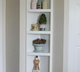 how to fake gorgeous built in furniture 12 ideas, Push a corner shelf against the wall