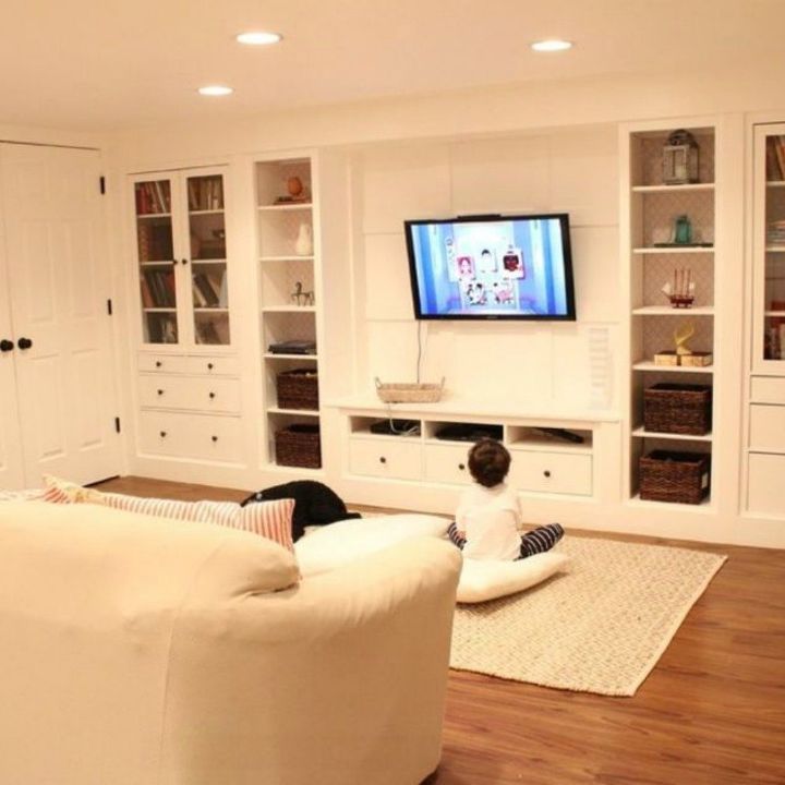 how to fake gorgeous built in furniture 12 ideas, Flip Ikea cabinets into a media center