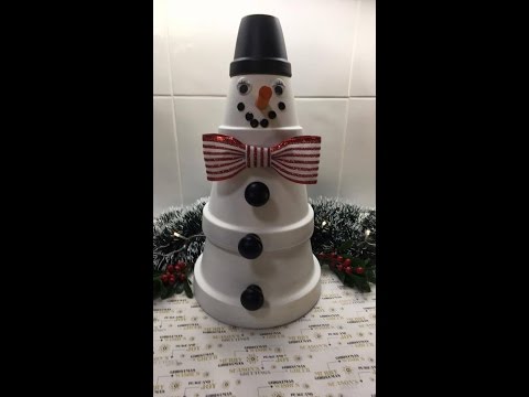 cute easy diy christmas clay pot snowman