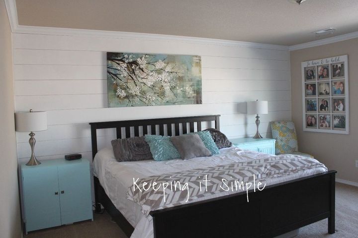 shiplap wall in the master bedroom for less than 100, bedroom ideas