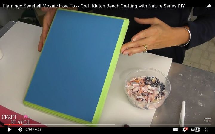 mosaico de conchas de flamencos craft klatch beach crafting