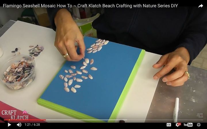 mosaico de conchas de flamencos craft klatch beach crafting