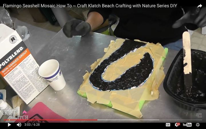 flamingo seashell mosaic how to craft klatch beach crafting with nat, crafts, how to