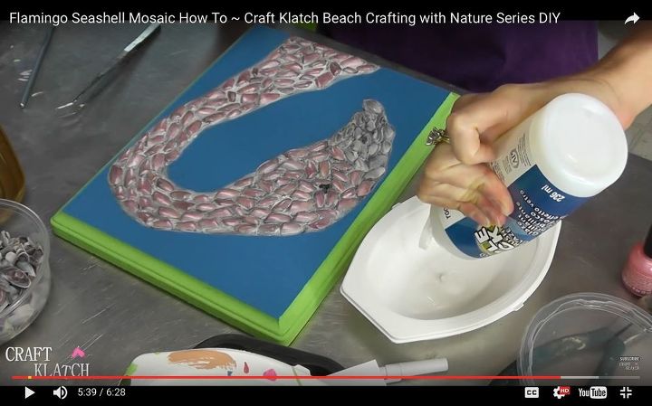 flamingo shell mosaic artesanato klatch beach crafting