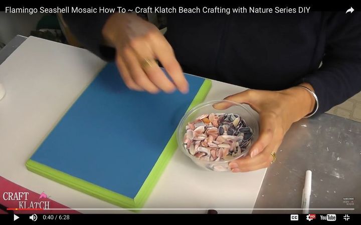 flamingo seashell mosaic how to craft klatch beach crafting with nat, crafts, how to