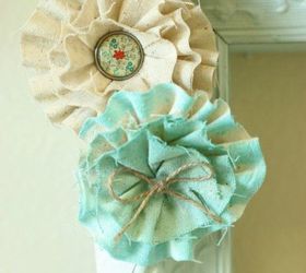 s don t throw away your fabric scraps before you see these 13 ideas, reupholster, Glue them into rustic fabric flowers