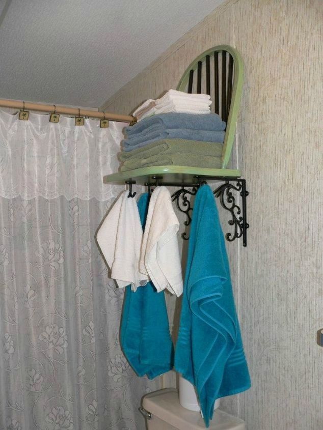 15 brilliant ways to reuse that broken chair, Turn it into towel storage with hooks