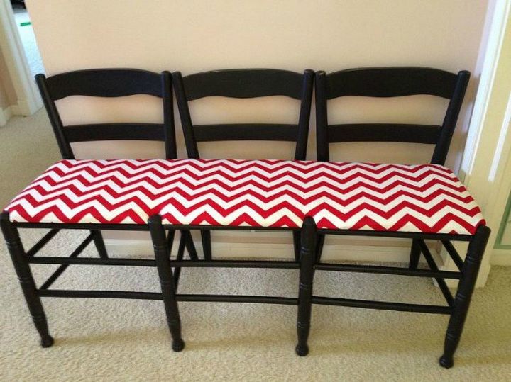 15 brilliant ways to reuse that broken chair, Combine three into a long entryway bench