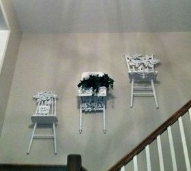 15 brilliant ways to reuse that broken chair, Repaint them into unique stairway wall decor