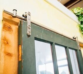 salvaged door turned sliding barn door, doors, outdoor living, repurposing upcycling