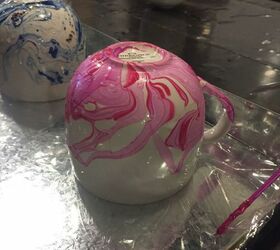 marbleized mug with nail polish