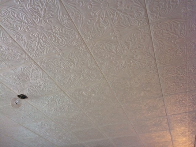 faux tin ceiling, wall decor