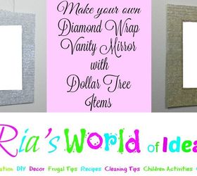 make your own diamond wrap vanity mirror with dollar tree items, bathroom ideas, home decor