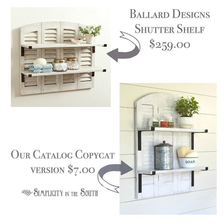 ballard designs inspired shutter shelf, curb appeal, shelving ideas