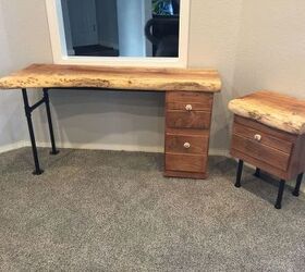 live edge desk sidetable designed for my beautiful dad, painted furniture