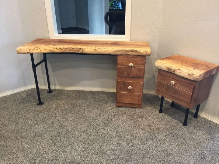 live edge desk sidetable designed for my beautiful dad, painted furniture