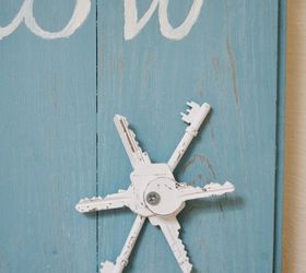 upcycle old keys let it snow wall art, crafts