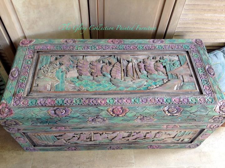 q painted camphor chest, painted furniture