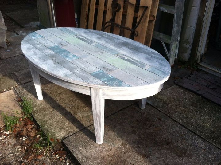 rustic coastal coffee table makeover, painted furniture