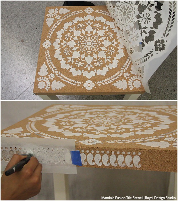 ikea hack cork furniture stencil tutorial, how to, painted furniture