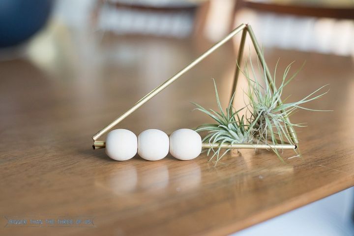 diy brass and wood airplant holder