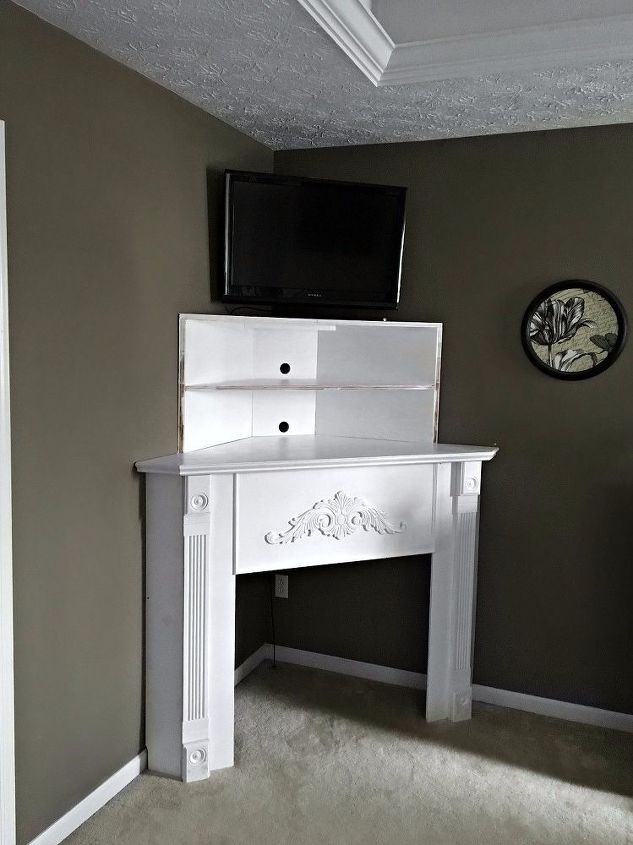 diy fireplace mantel creating usable corner space, fireplaces mantels