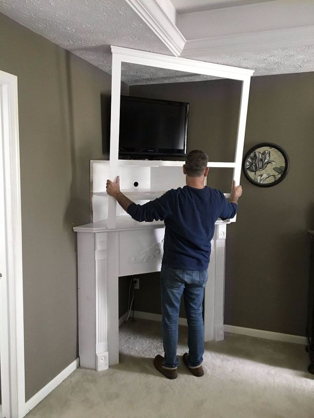 diy fireplace mantel creating usable corner space, fireplaces mantels