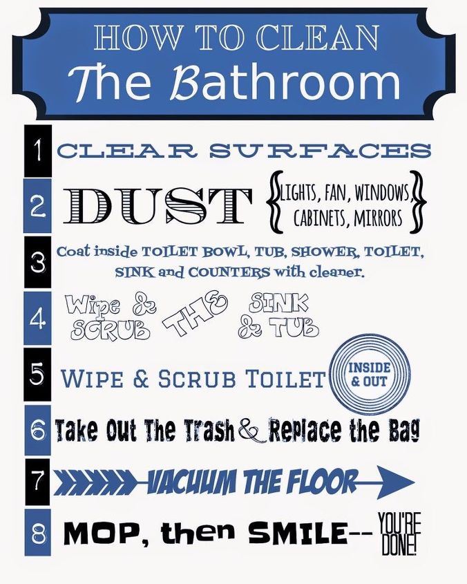 t how to clean the bathroom printable, bathroom ideas, cleaning tips, how to