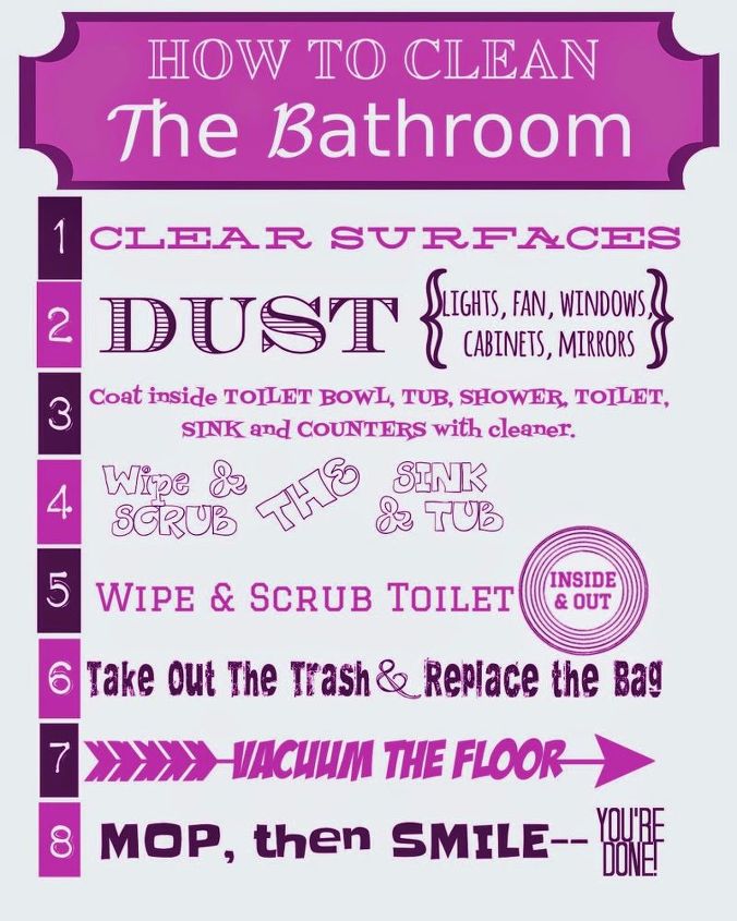 t how to clean the bathroom printable, bathroom ideas, cleaning tips, how to