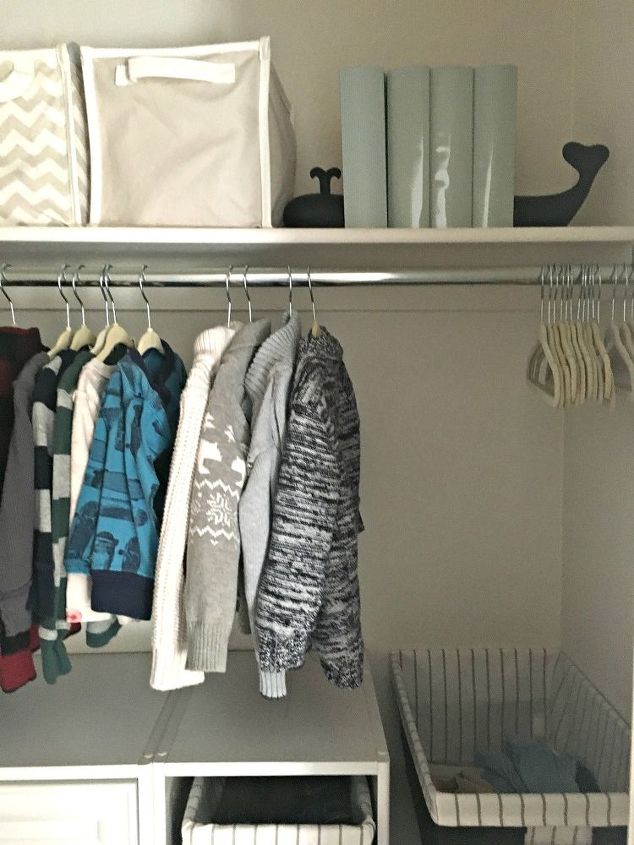 an organized toddler closet, closet, organizing