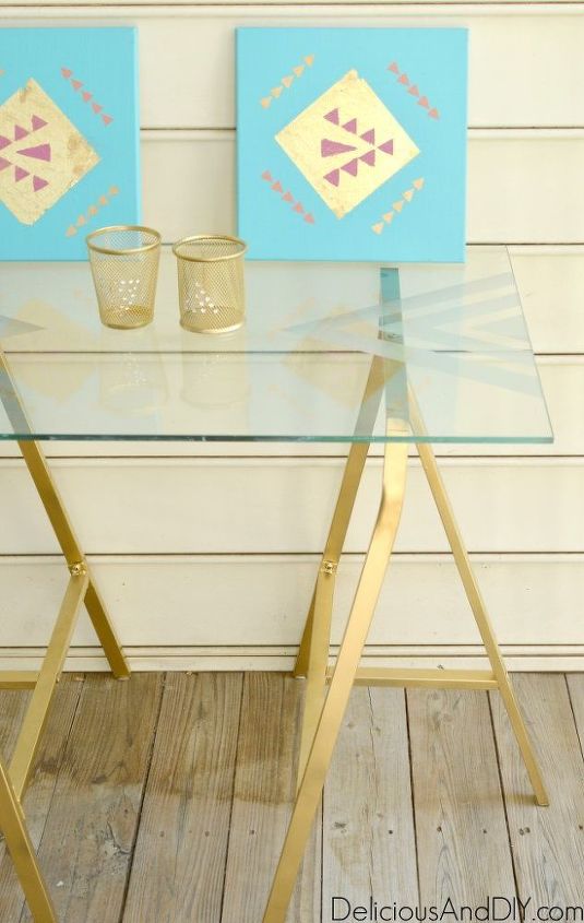 etched glass table top, painted furniture