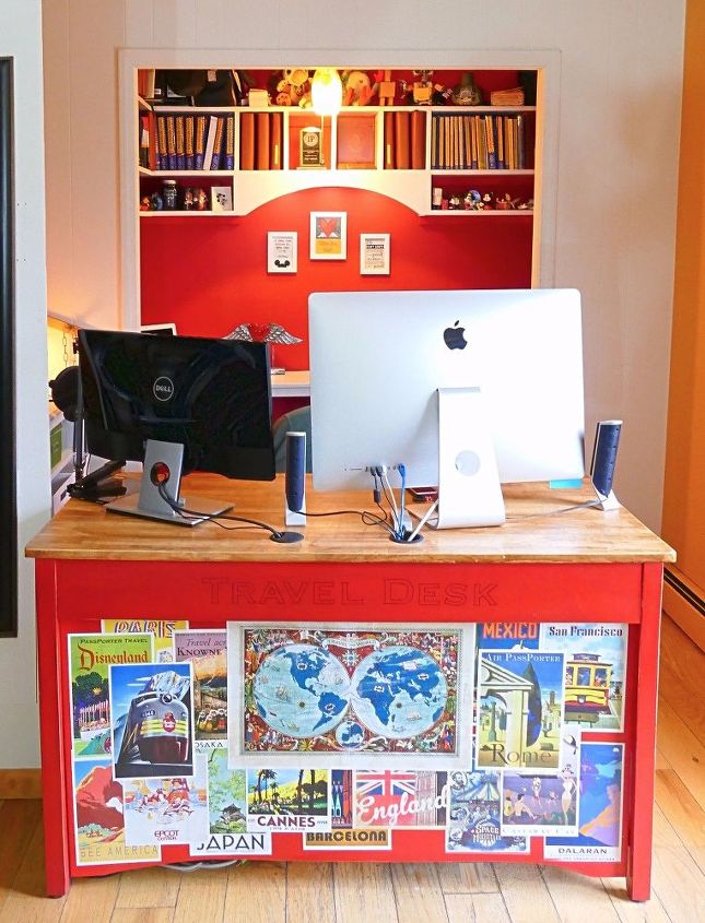 diy upcycled computer desk from a broken foyer table, foyer, painted furniture