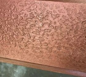hammered metal drawer fronts, Close up after painted with Antique Copper