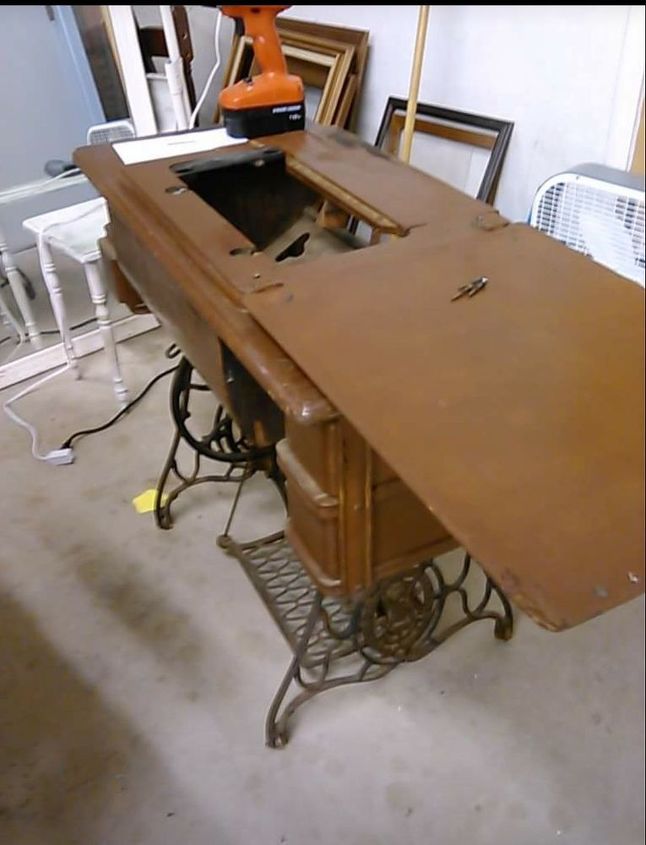 Antique Sewing Cabinet Makeover To A Desk Hometalk antique sewing cabinet makeover to a desk, kitchen cabinets, kitchen design, painted furniture - Antique Sewing Cabinet Makeover To A Desk Hometalk