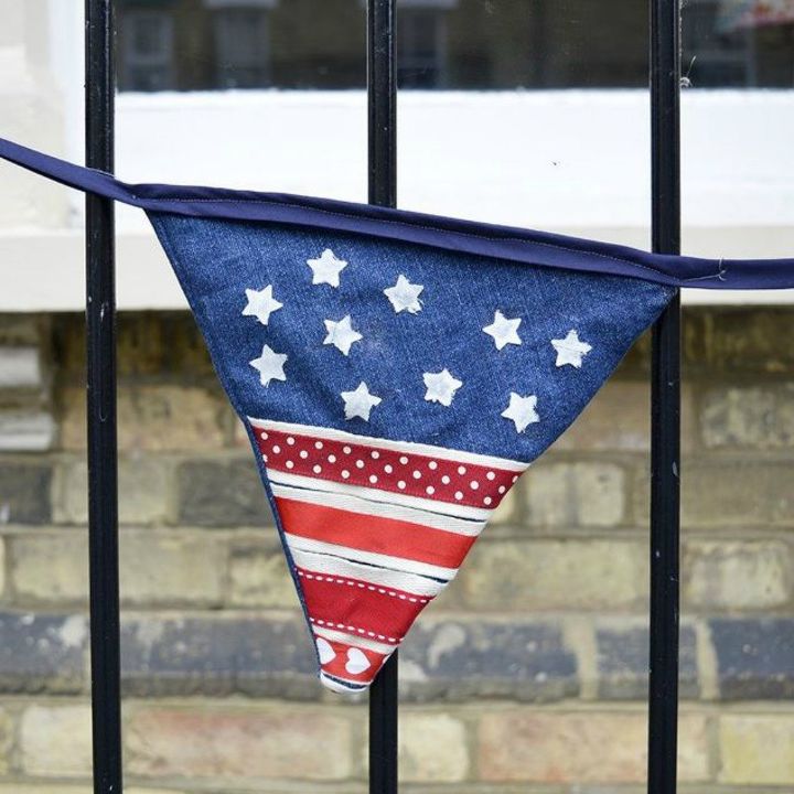 s 19 gorgeous reasons to dig your old jeans out of the closet, crafts, repurposing upcycling, Sew a line of patriotic bunting