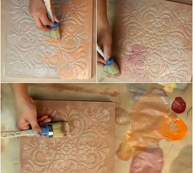 how to stencil diy terracotta wall art tiles, crafts, how to, tiling
