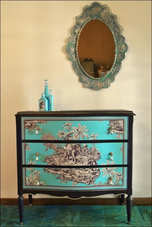 an exotic chest, painted furniture