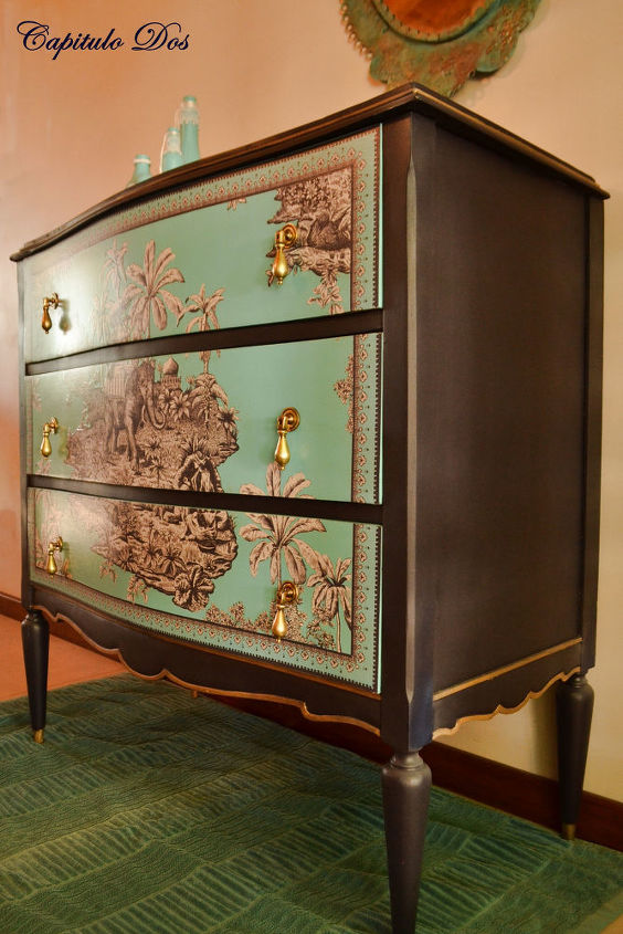 an exotic chest, painted furniture