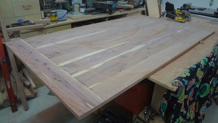 dining table made from tennessee red cedar and 2x6 redwood boards