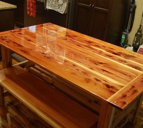 Dining Table Made From Tennessee Red Cedar and 2X6 Redwood Boards.