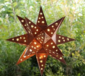 diy faux metal star lantern, outdoor living