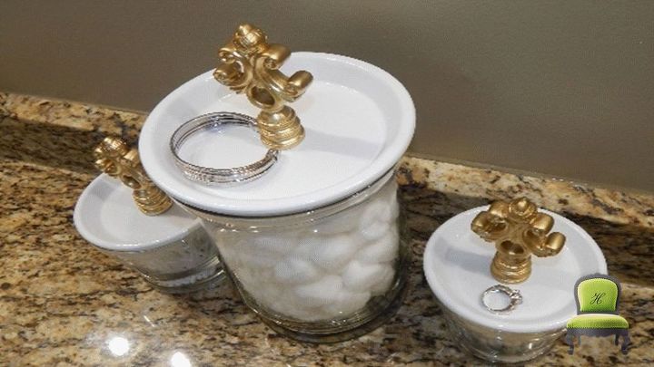 diy bathroom canisters and jewelry holder set