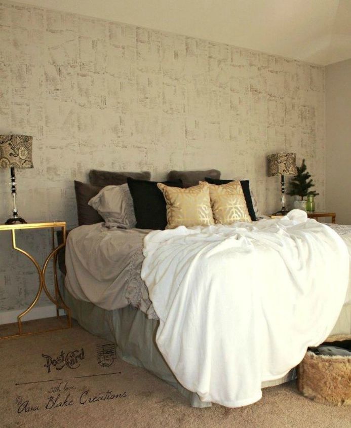 s 13 stylish ideas you ll want to steal for your boring bedroom, bedroom ideas, Stencil your walls with stamps