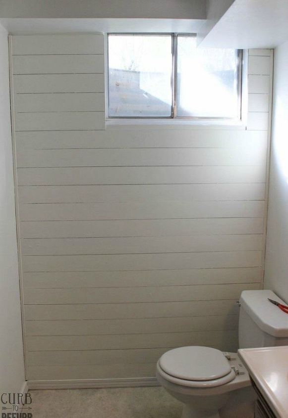s make your bathroom look amazing with these wall updates, bathroom ideas, Build a white shiplap wall